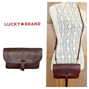 Vintage Y2K Lucky Brand Bordeaux Pebbled Leather Jill Convertible Crossbody Bag